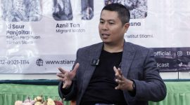 NGOBROL BARENG - Debat Capres Bersama Trust Indonesia dan Institut STIAMI yang disiarkan secara live di youtube trust.id.podcast, heraldindonesia dan StiamiTV. Dengan 4 narasumber yakni Azhari Ardinal (Dir.Eksekutif Trust Indonesia), Ki Saur Panjaitan (Sekjen Perguruan Taman Siswa), Aznil Tan (Migrant Watch) dan Dedy Kusna Utama (Direktur Institut STIAMI) di Institut STIAMI Cempaka Putih Jakarta Timur, Minggu (04/02). Foto : Herald.id/mak