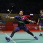 Pasangan Mohammad Ahsan/Hendra Setiawan melaju ke 16 besar turnamen bulu tangkis Daihatsu Indonesia Masters 2025. Foto : PP PBSI