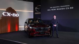 PT Eurokars Motor Indonesia (EMI), sebagai Agen Tunggal Pemegang Merek (ATPM) dan distributor resmi kendaraan Mazda, dengan bangga memperkenalkan The All-New Mazda CX-80, kendaraan Plug-in Hybrid Electric Vehicle (PHEV) pertama Mazda di Indonesia. Peluncuran Flagship Premium SUV ini diumumkan oleh Ricky Thio, Chief Operating Officer PT EMI, dalam konferensi pers pada tanggal 22 Januari 2025, di Mazda Indonesia Headquarters. Foto : Pohan