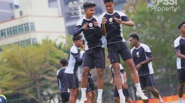 Tampak Garuda Muda berlatih jelang melawan Iran. Foto : PSSI