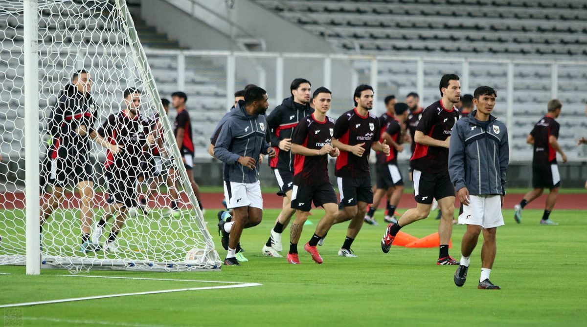 Tampak Pasukan Garuda berlatih jelang lawan Bahrain pada tanggal 25 Maret 2025 distadion Madya Senayan Jakarta. Foto : Infobeken.com/Sat